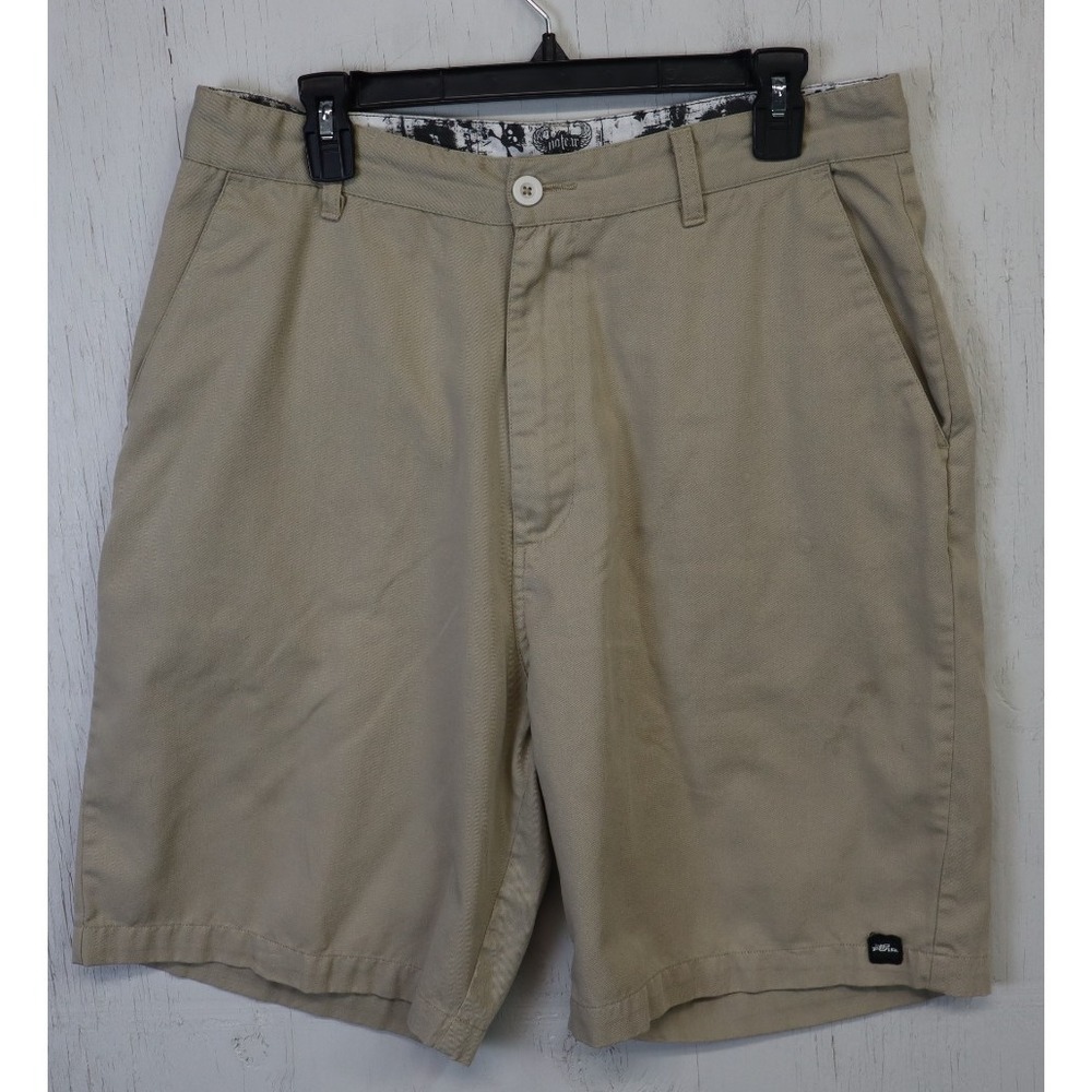 Vintage NO FEAR Mens Shorts Size 34 Khaki Beige Skater MX Motocross Baggy Y2K